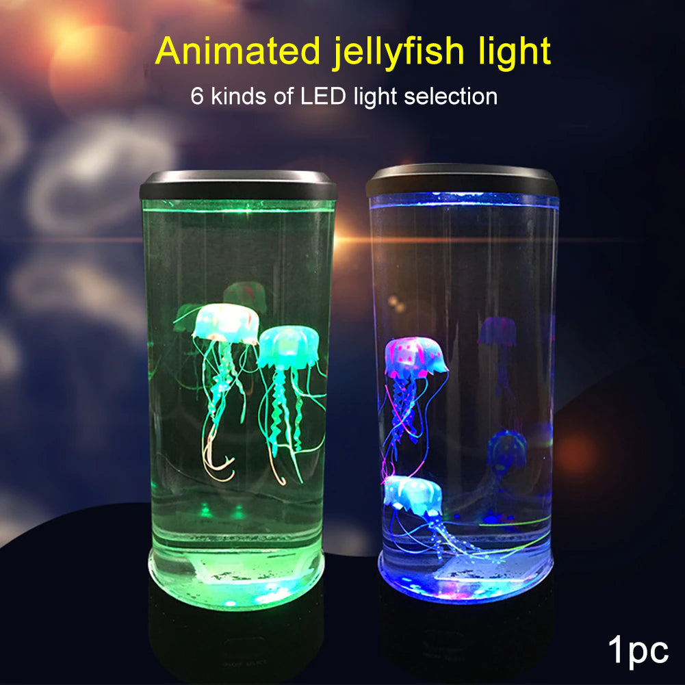 LED Jellyfish Aquarium Tank Night Light with Color Changing Remote Control - USB Rechargeable, Perfect Birthday Gift for Relaxing Mood