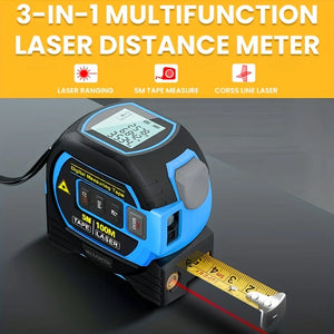 Blue 3-In-1 Laser Tape Measure