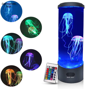 LED Jellyfish Aquarium Tank Night Light with Color Changing Remote Control - USB Rechargeable, Perfect Birthday Gift for Relaxing Mood