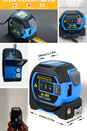 Blue 3-In-1 Laser Tape Measure