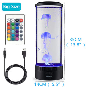 LED Jellyfish Aquarium Tank Night Light with Color Changing Remote Control - USB Rechargeable, Perfect Birthday Gift for Relaxing Mood