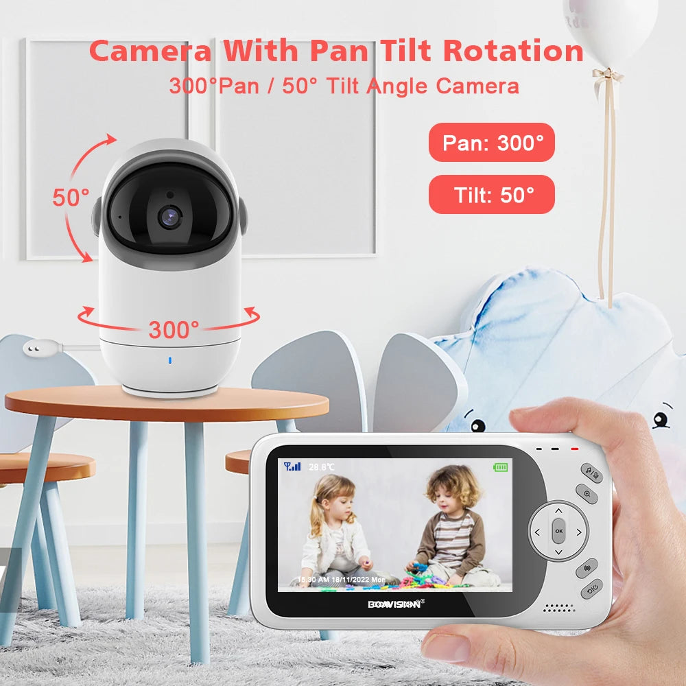 4.3" Video Baby Monitor with Pan Tilt Camera, 2.4G Wireless, Two-Way Audio, Night Vision Security Camera - VB801