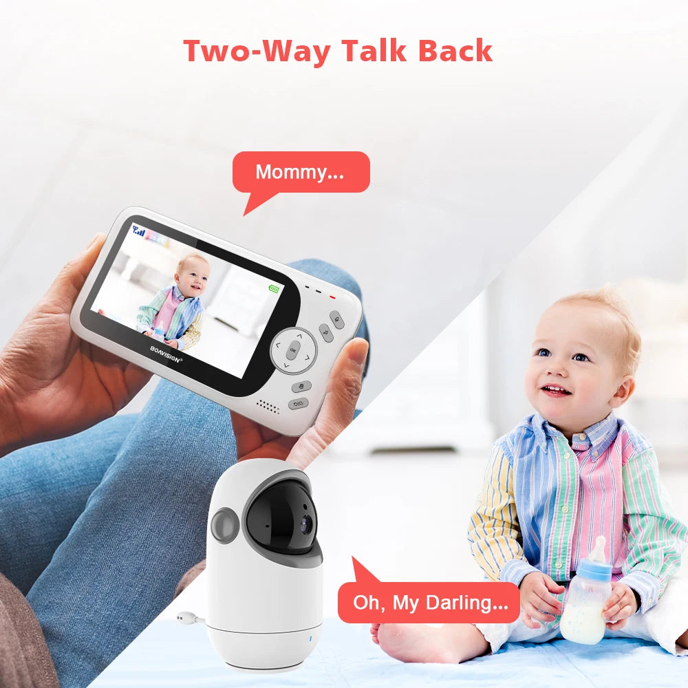 4.3" Video Baby Monitor with Pan Tilt Camera, 2.4G Wireless, Two-Way Audio, Night Vision Security Camera - VB801