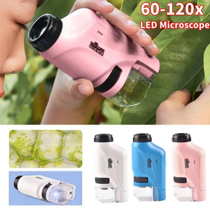 Professional title: "Portable Microscope Kit with LED Light and Battery Power for Kids Science, 60X-120X Magnification"