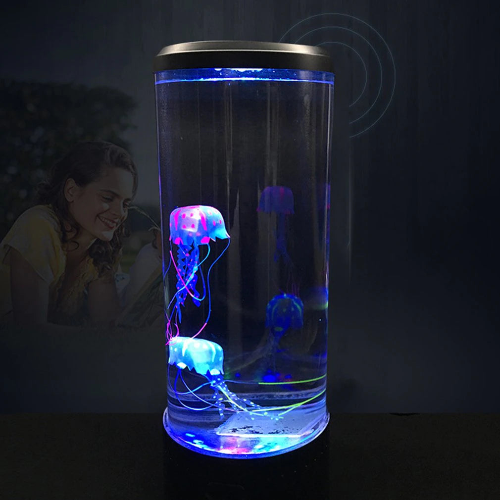 LED Jellyfish Aquarium Tank Night Light with Color Changing Remote Control - USB Rechargeable, Perfect Birthday Gift for Relaxing Mood