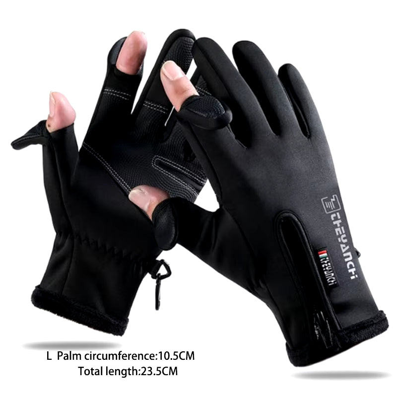 Waterproof 2-Finger Flip Winter Fishing Gloves