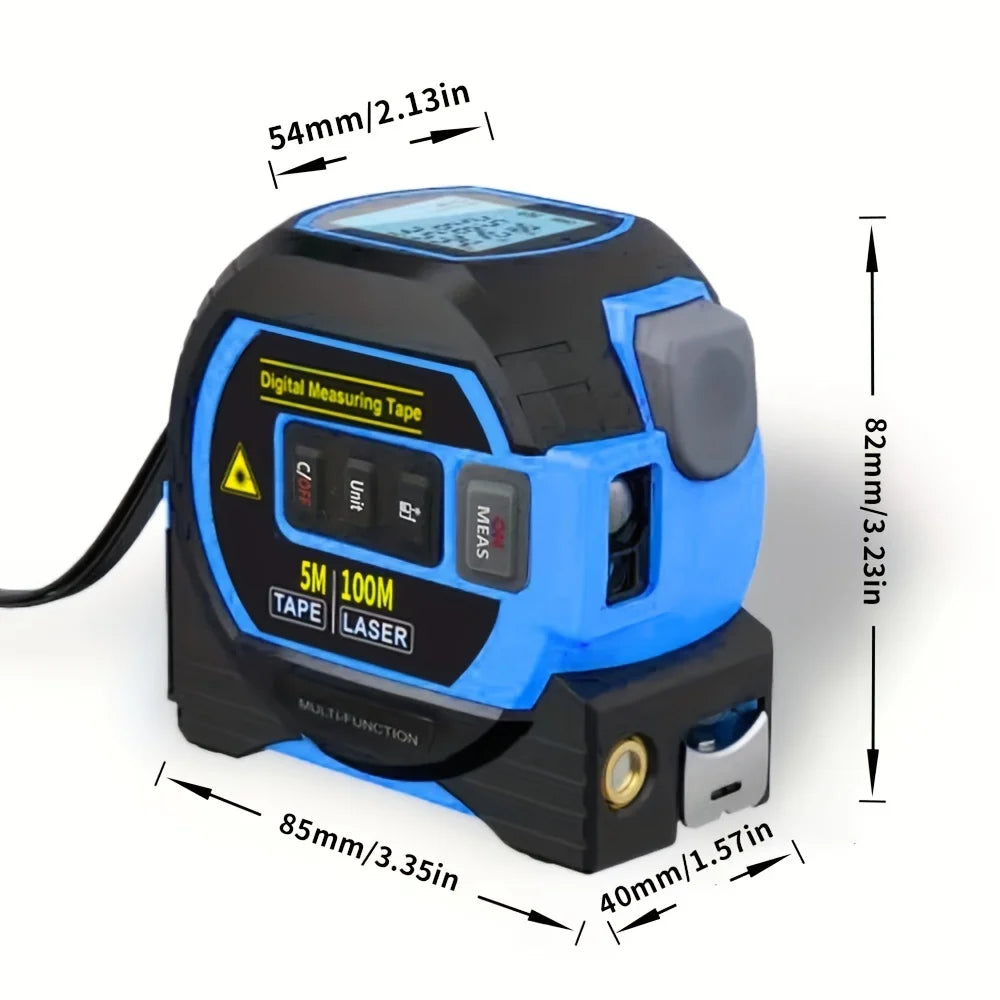 Blue 3-In-1 Laser Tape Measure