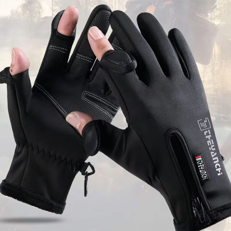 Waterproof 2-Finger Flip Winter Fishing Gloves