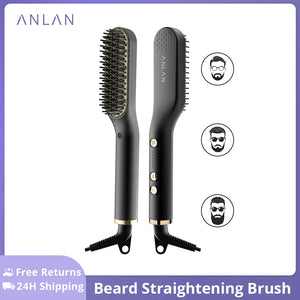 Professional Title: " Men's Beard Hair Straightening Brush with Ceramic Comb and Quick Styling Technology"