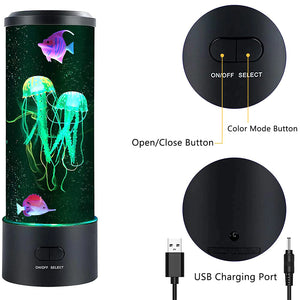 LED Jellyfish Aquarium Tank Night Light with Color Changing Remote Control - USB Rechargeable, Perfect Birthday Gift for Relaxing Mood