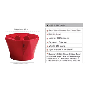 Foldable Silicone Popcorn Bowl for Microwave